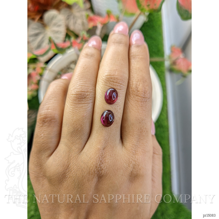 4.68 Ct.Tw. Pinkish Purple Cabochon Rhodolite Garnet Pair from Ceylon (Sri Lanka)