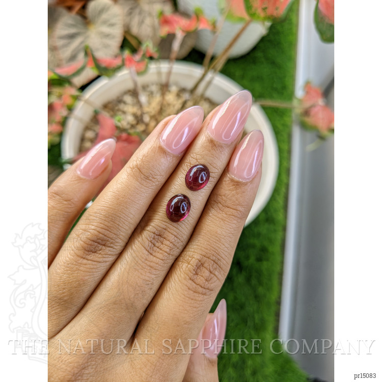 4.68 Ct.Tw. Pinkish Purple Cabochon Rhodolite Garnet Pair from Ceylon (Sri Lanka)