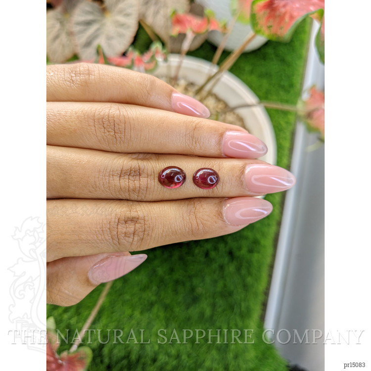 4.68 Ct.Tw. Pinkish Purple Cabochon Rhodolite Garnet Pair from Ceylon (Sri Lanka)