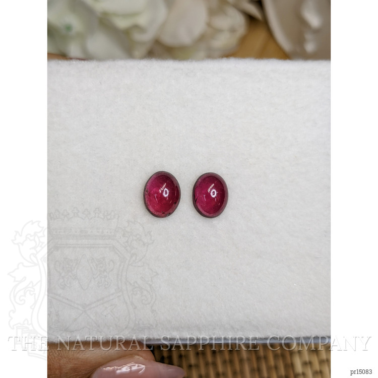 4.68 Ct.Tw. Pinkish Purple Cabochon Rhodolite Garnet Pair from Ceylon (Sri Lanka)