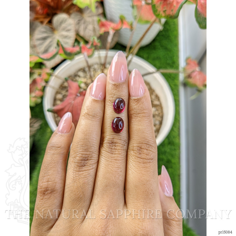 5.37 Ct.Tw. Pinkish Purple Cabochon Rhodolite Garnet Pair from Ceylon (Sri Lanka)