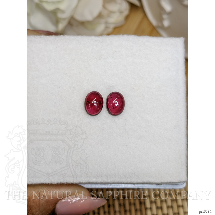5.37 Ct.Tw. Pinkish Purple Cabochon Rhodolite Garnet Pair from Ceylon (Sri Lanka)