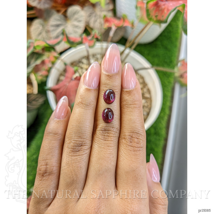 4.74 Ct.Tw. Pinkish Purple Cabochon Rhodolite Garnet Pair from Ceylon (Sri Lanka)