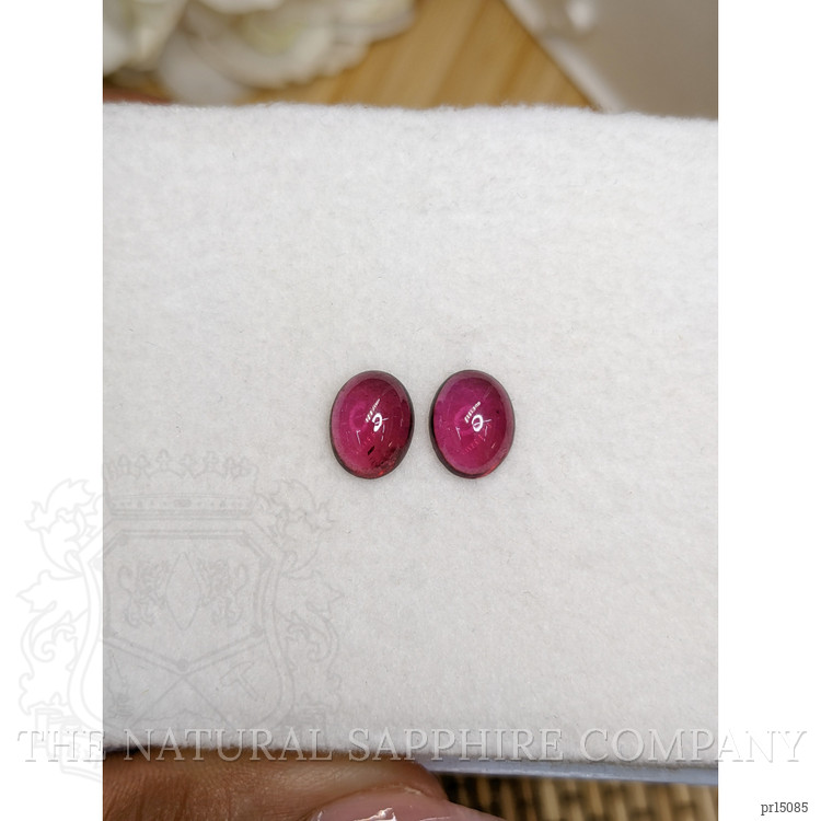 4.74 Ct.Tw. Pinkish Purple Cabochon Rhodolite Garnet Pair from Ceylon (Sri Lanka)