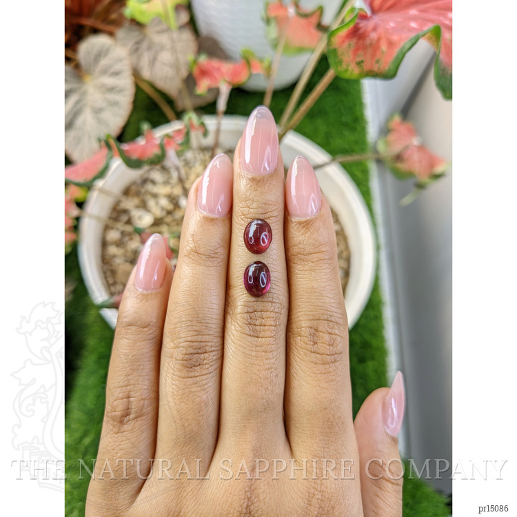 4.71 Ct.Tw. Pinkish Purple Cabochon Rhodolite Garnet Pair from Ceylon (Sri Lanka)