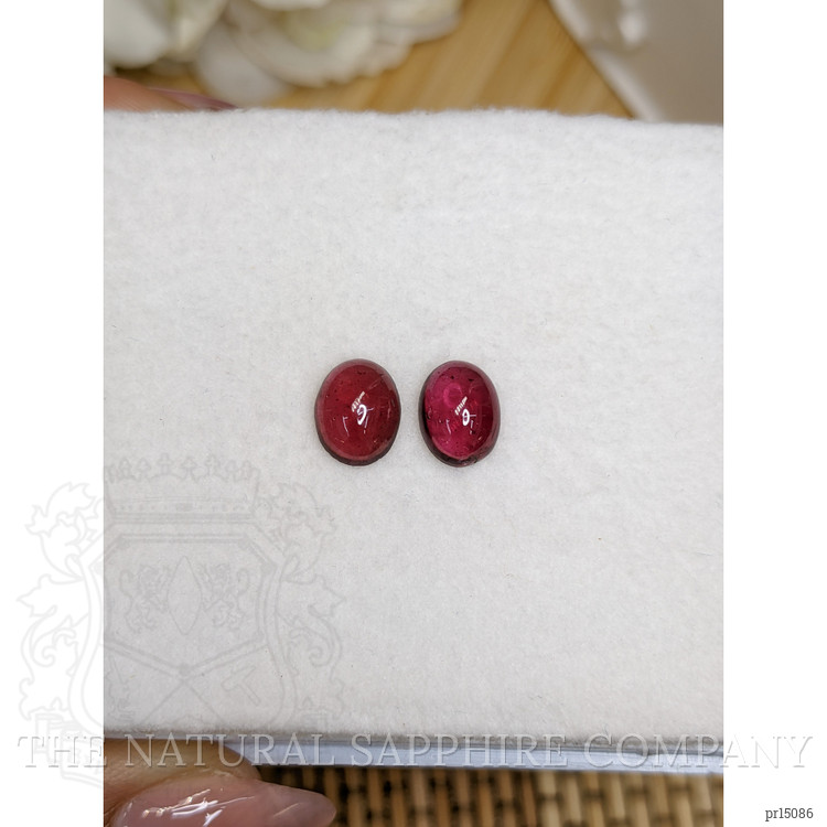 4.71 Ct.Tw. Pinkish Purple Cabochon Rhodolite Garnet Pair from Ceylon (Sri Lanka)
