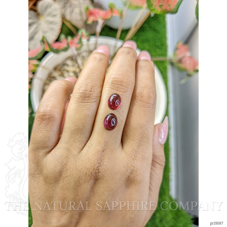 4.92 Ct.Tw. Pinkish Purple Cabochon Rhodolite Garnet Pair from Ceylon (Sri Lanka)