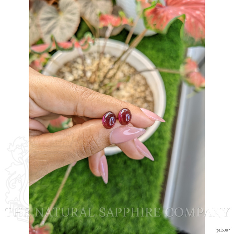 4.92 Ct.Tw. Pinkish Purple Cabochon Rhodolite Garnet Pair from Ceylon (Sri Lanka)