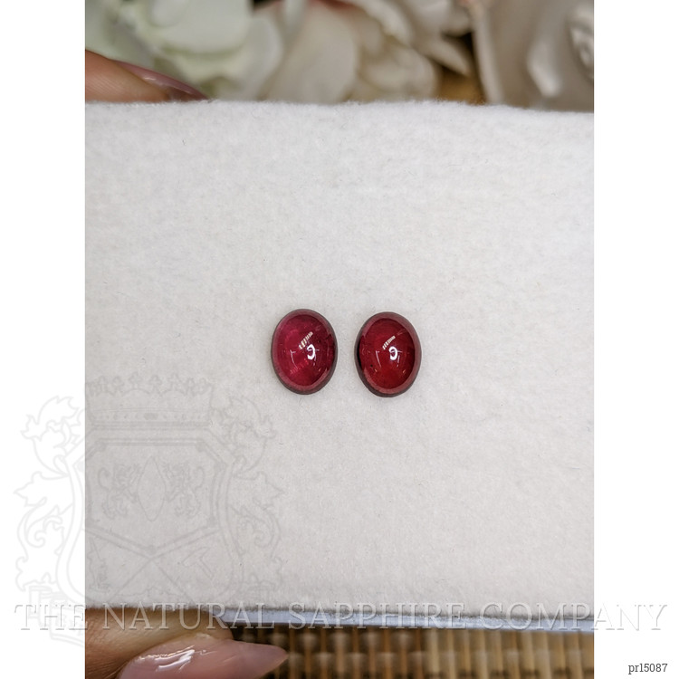 4.92 Ct.Tw. Pinkish Purple Cabochon Rhodolite Garnet Pair from Ceylon (Sri Lanka)