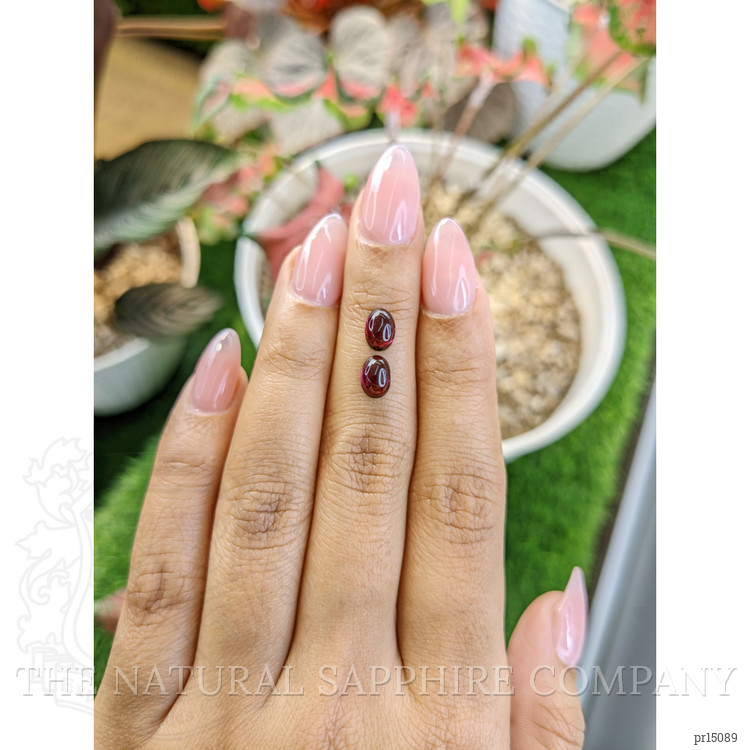 2.21 Ct.Tw. Pinkish Purple Cabochon Rhodolite Garnet Pair from Ceylon (Sri Lanka)