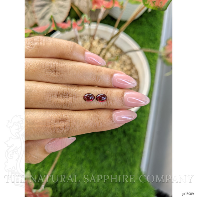 2.21 Ct.Tw. Pinkish Purple Cabochon Rhodolite Garnet Pair from Ceylon (Sri Lanka)