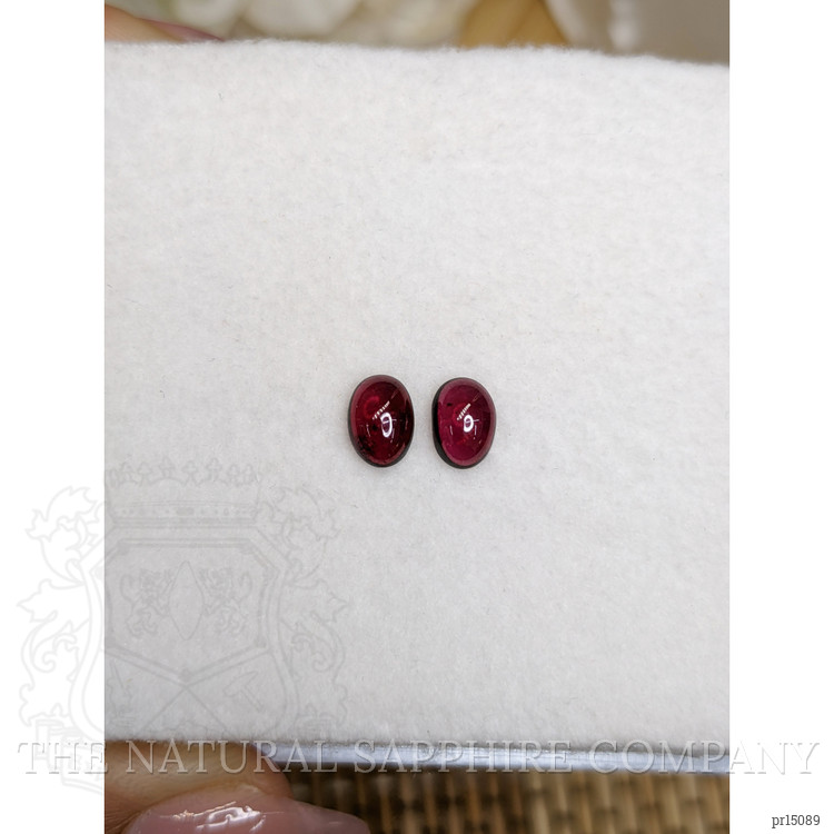 2.21 Ct.Tw. Pinkish Purple Cabochon Rhodolite Garnet Pair from Ceylon (Sri Lanka)
