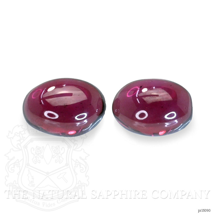 2.07 Ct.Tw. Pinkish Purple Cabochon Rhodolite Garnet Pair from Ceylon (Sri Lanka)