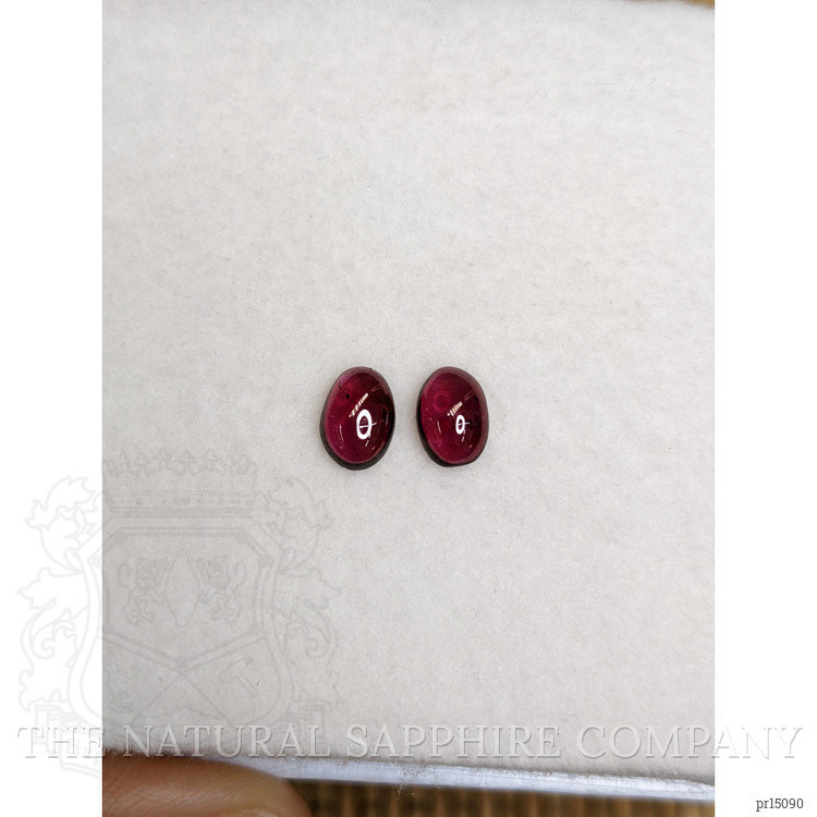 2.07 Ct.Tw. Pinkish Purple Cabochon Rhodolite Garnet Pair from Ceylon (Sri Lanka)