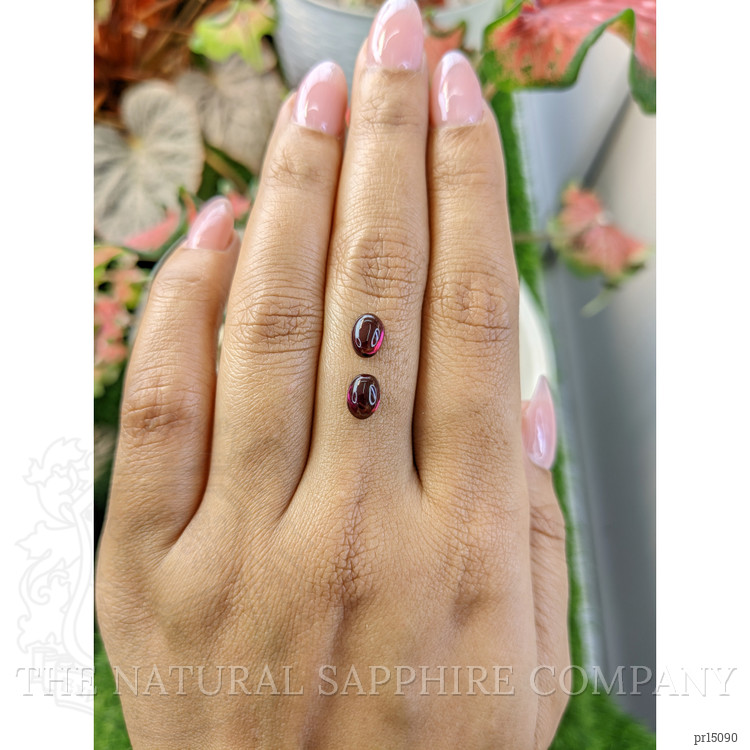 2.07 Ct.Tw. Pinkish Purple Cabochon Rhodolite Garnet Pair from Ceylon (Sri Lanka)