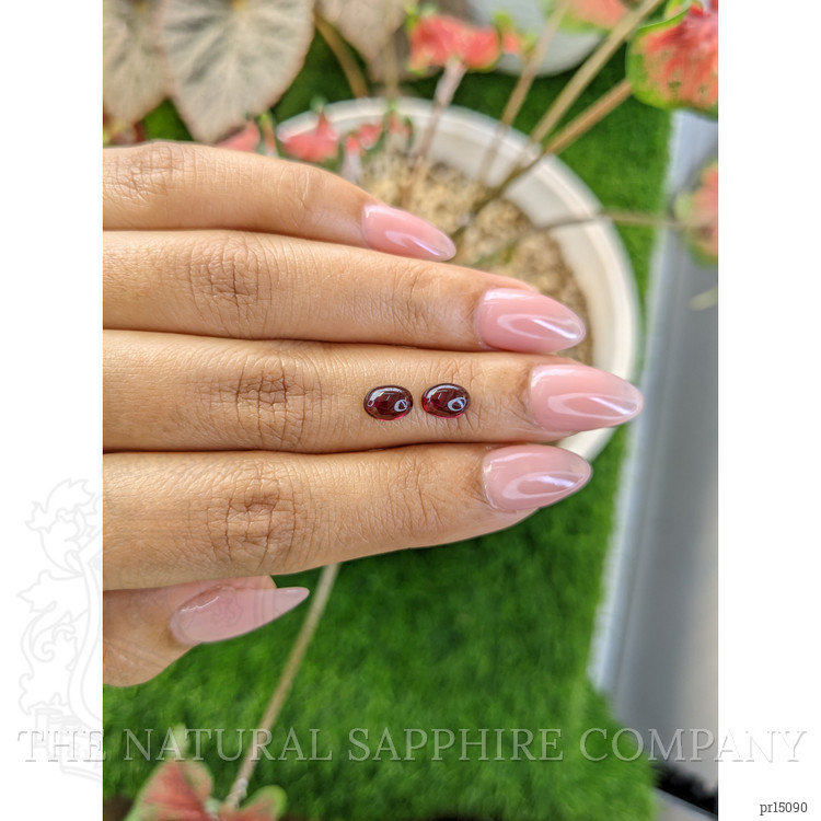 2.07 Ct.Tw. Pinkish Purple Cabochon Rhodolite Garnet Pair from Ceylon (Sri Lanka)