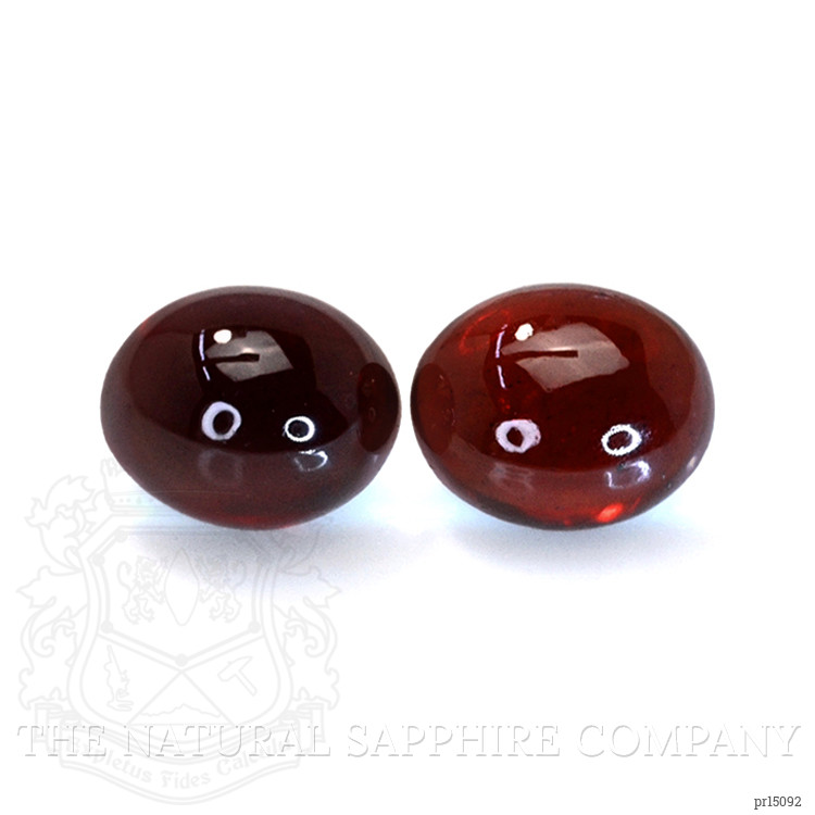 9.09 Ct.Tw. Orangish Red Cabochon Almandine Garnet Pair from Ceylon (Sri Lanka)