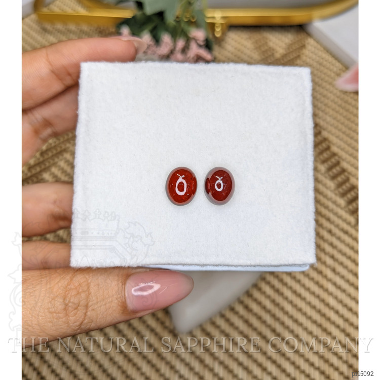 9.09 Ct.Tw. Orangish Red Cabochon Almandine Garnet Pair from Ceylon (Sri Lanka)