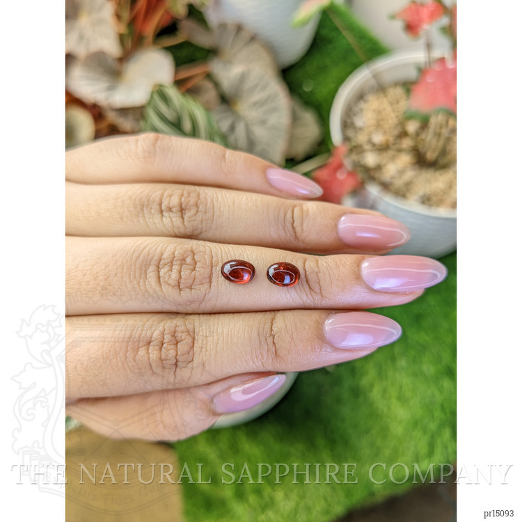 2.55 Ct.Tw. Red Cabochon Rhodolite Garnet Pair from Ceylon (Sri Lanka)