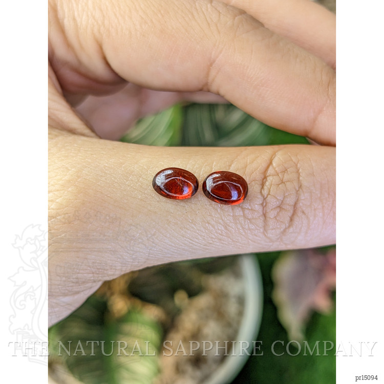 2.48 Ct.Tw. Red Cabochon Rhodolite Garnet Pair from Ceylon (Sri Lanka)