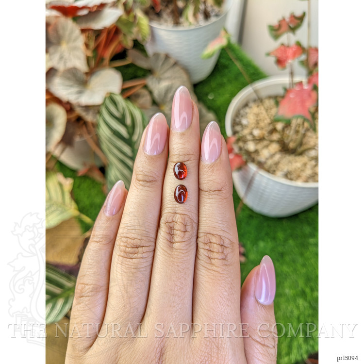 2.48 Ct.Tw. Red Cabochon Rhodolite Garnet Pair from Ceylon (Sri Lanka)