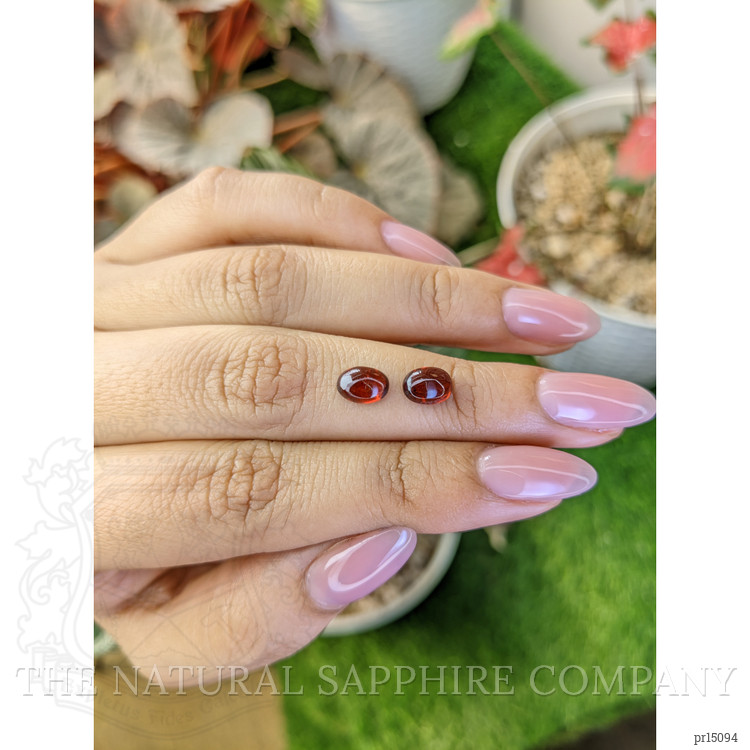 2.48 Ct.Tw. Red Cabochon Rhodolite Garnet Pair from Ceylon (Sri Lanka)