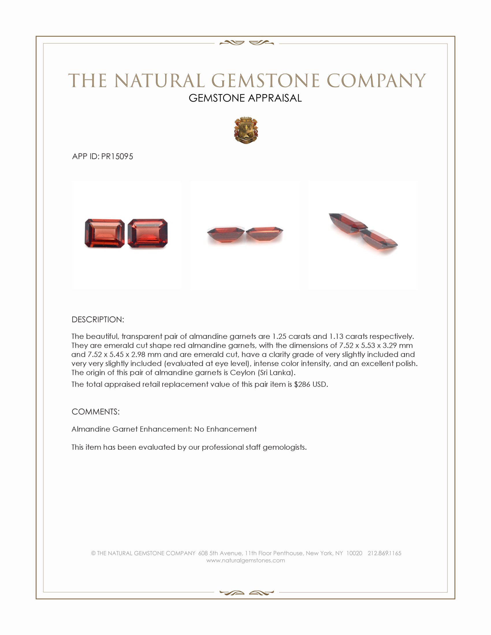 2.38 Ct.Tw. Red Almandine Garnet Pair from Ceylon (Sri Lanka)