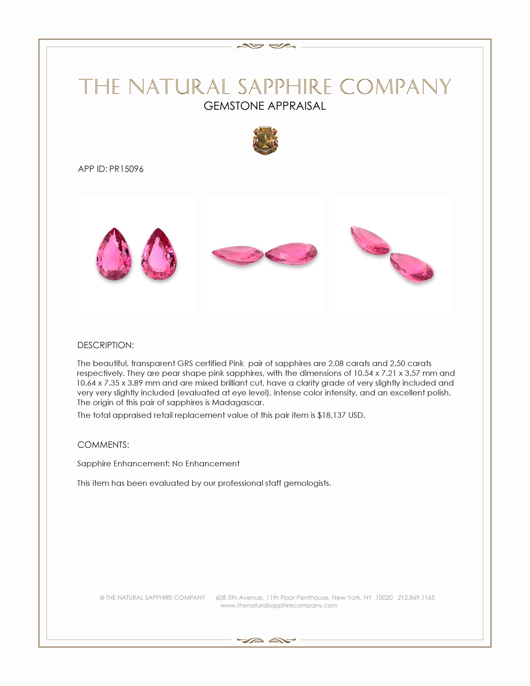 4.58 Ct.Tw. Pink Sapphire Pair from Madagascar