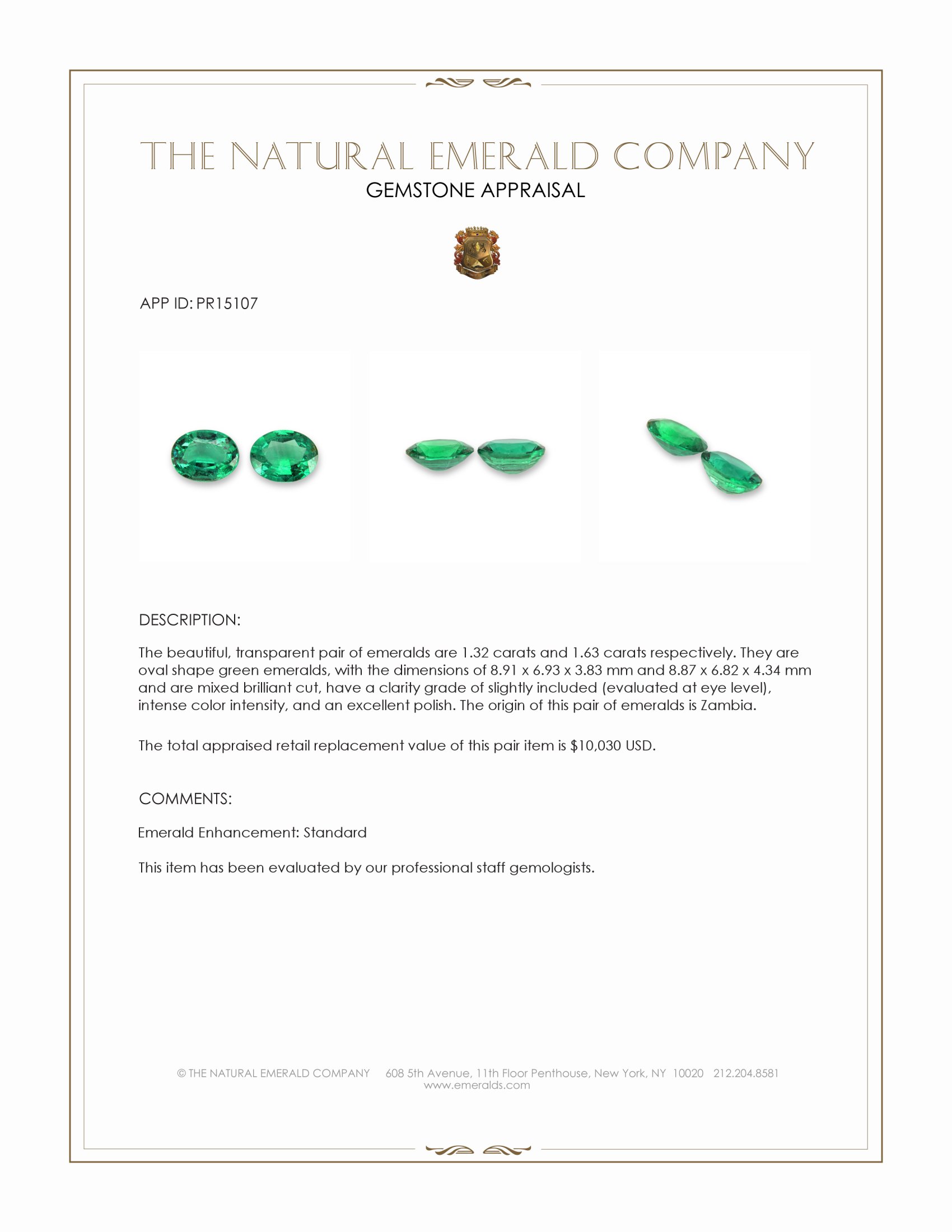 2.95 Ct.Tw. Emerald Pair from Zambia
