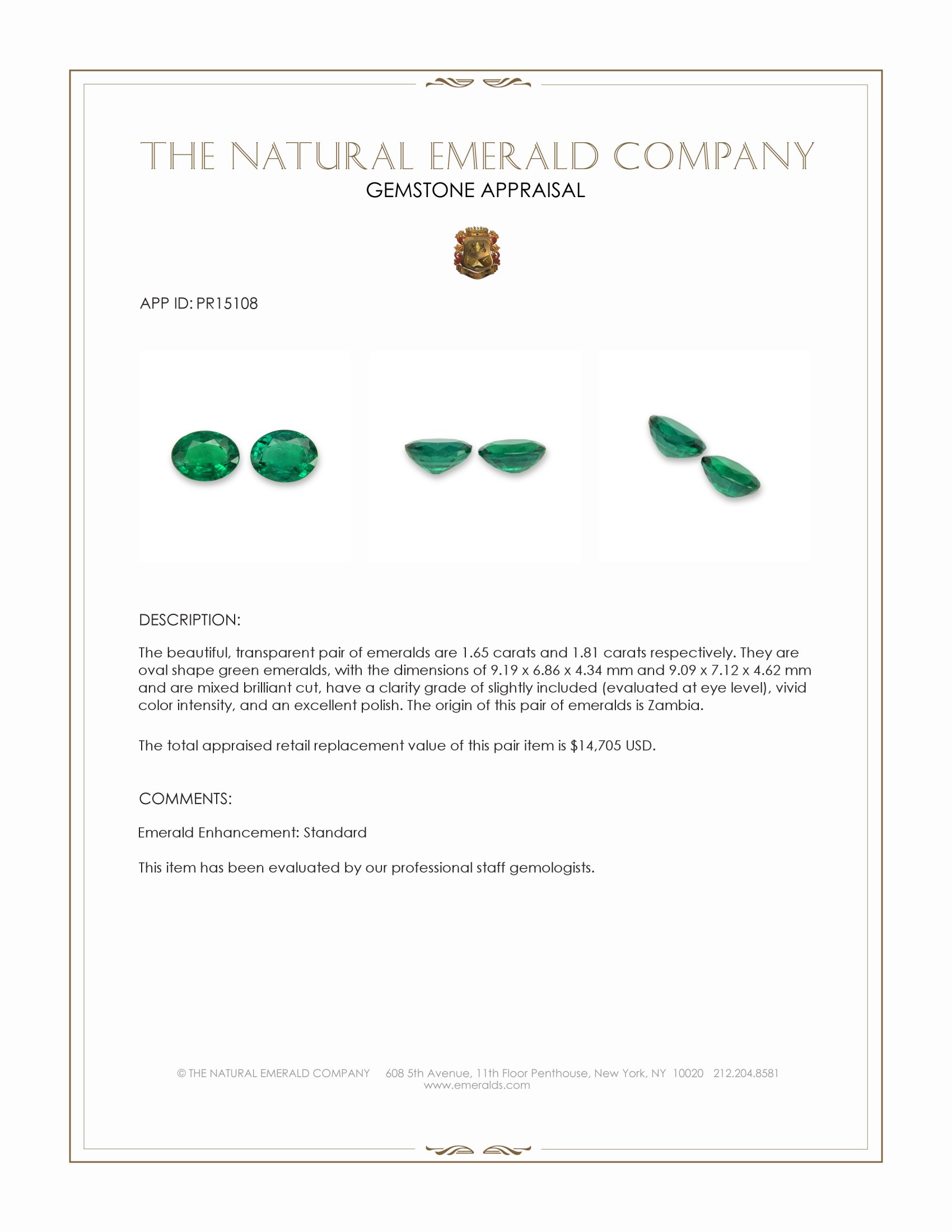 3.46 Ct.Tw. Emerald Pair from Zambia