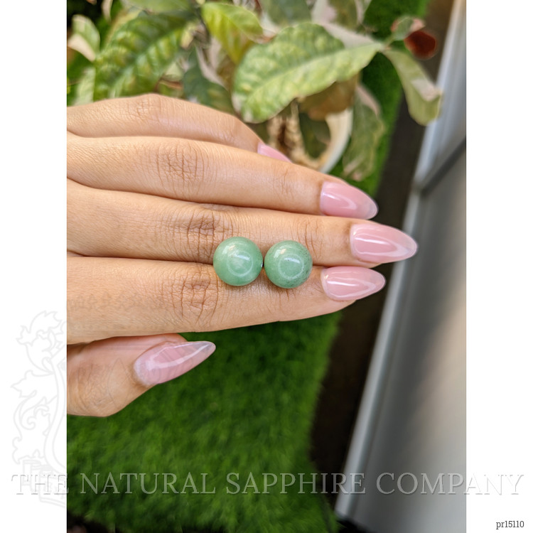 21.57 Ct.Tw. Bluish Green Jade Pair from Burma (Myanmar)
