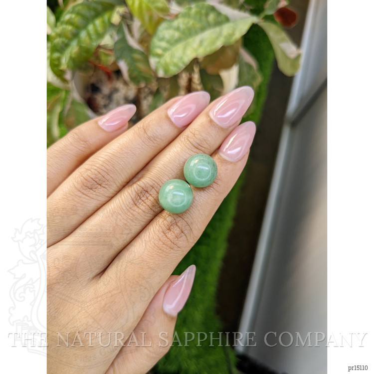 21.57 Ct.Tw. Bluish Green Jade Pair from Burma (Myanmar)