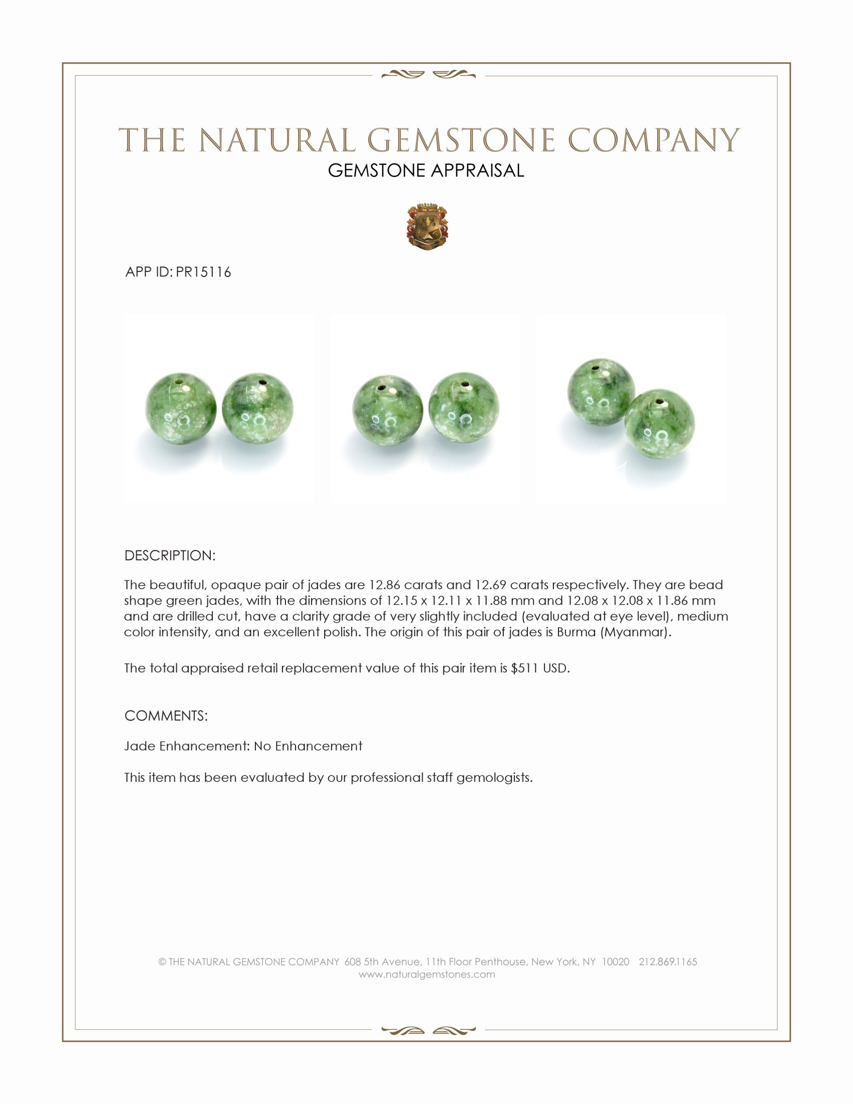 25.55 Ct.Tw. Green Jade Pair from Burma (Myanmar)