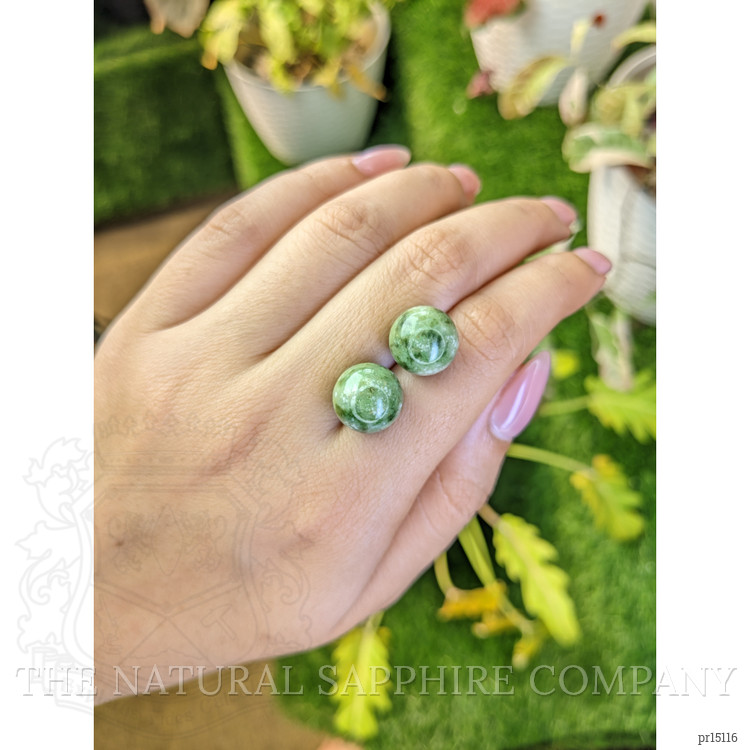 25.55 Ct.Tw. Green Jade Pair from Burma (Myanmar)