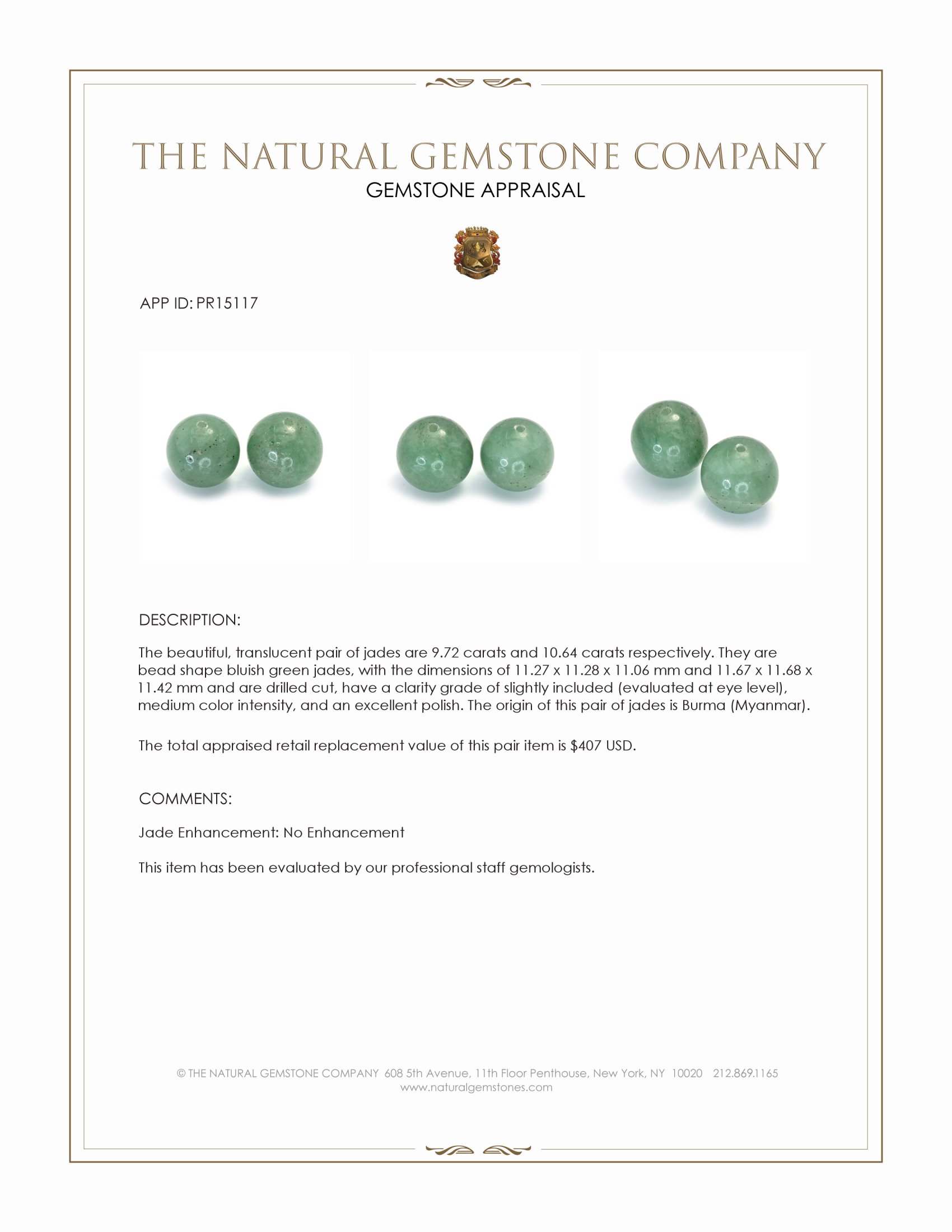20.36 Ct.Tw. Bluish Green Jade Pair from Burma (Myanmar)