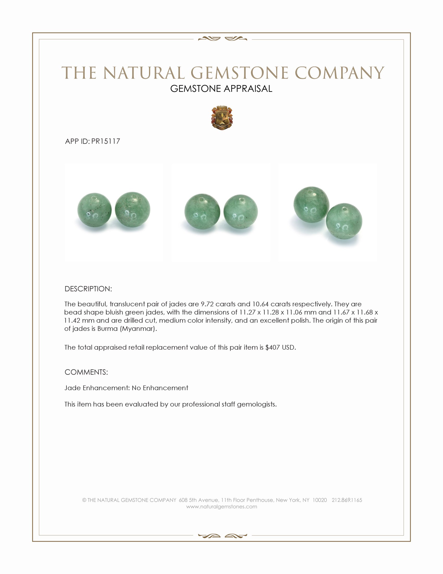 20.36 Ct.Tw. Bluish Green Jade Pair from Burma (Myanmar)