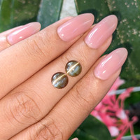 3.06&nbsp;Ct.Tw.Total Carat Weight Greenish Brown Cabochon Chrysoberyl Pair from Ceylon (Sri Lanka) Life Style