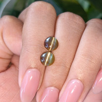 3.06&nbsp;Ct.Tw.Total Carat Weight Greenish Brown Cabochon Chrysoberyl Pair from Ceylon (Sri Lanka) Life Style
