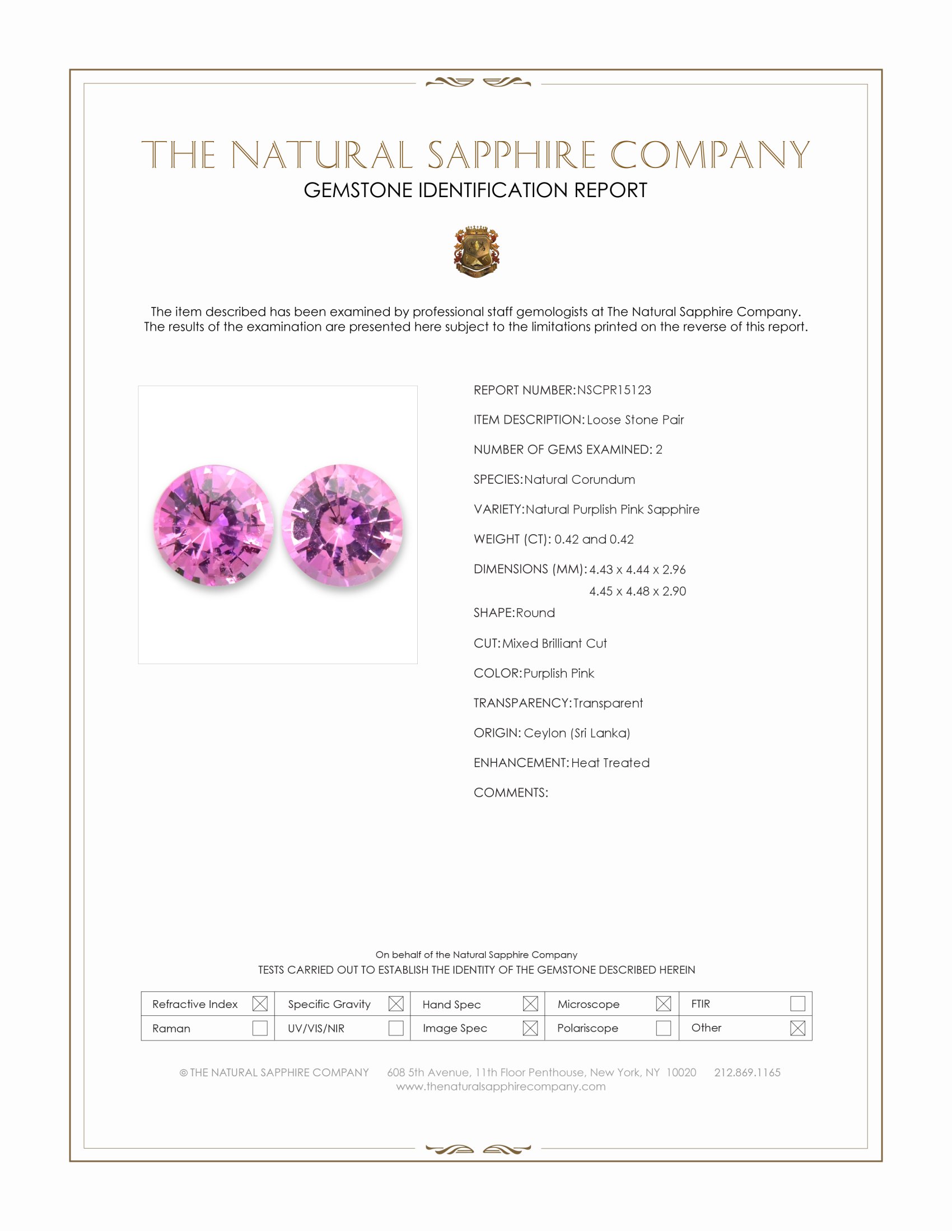 0.84 Ct.Tw. Purplish Pink Sapphire Pair from Ceylon (Sri Lanka)