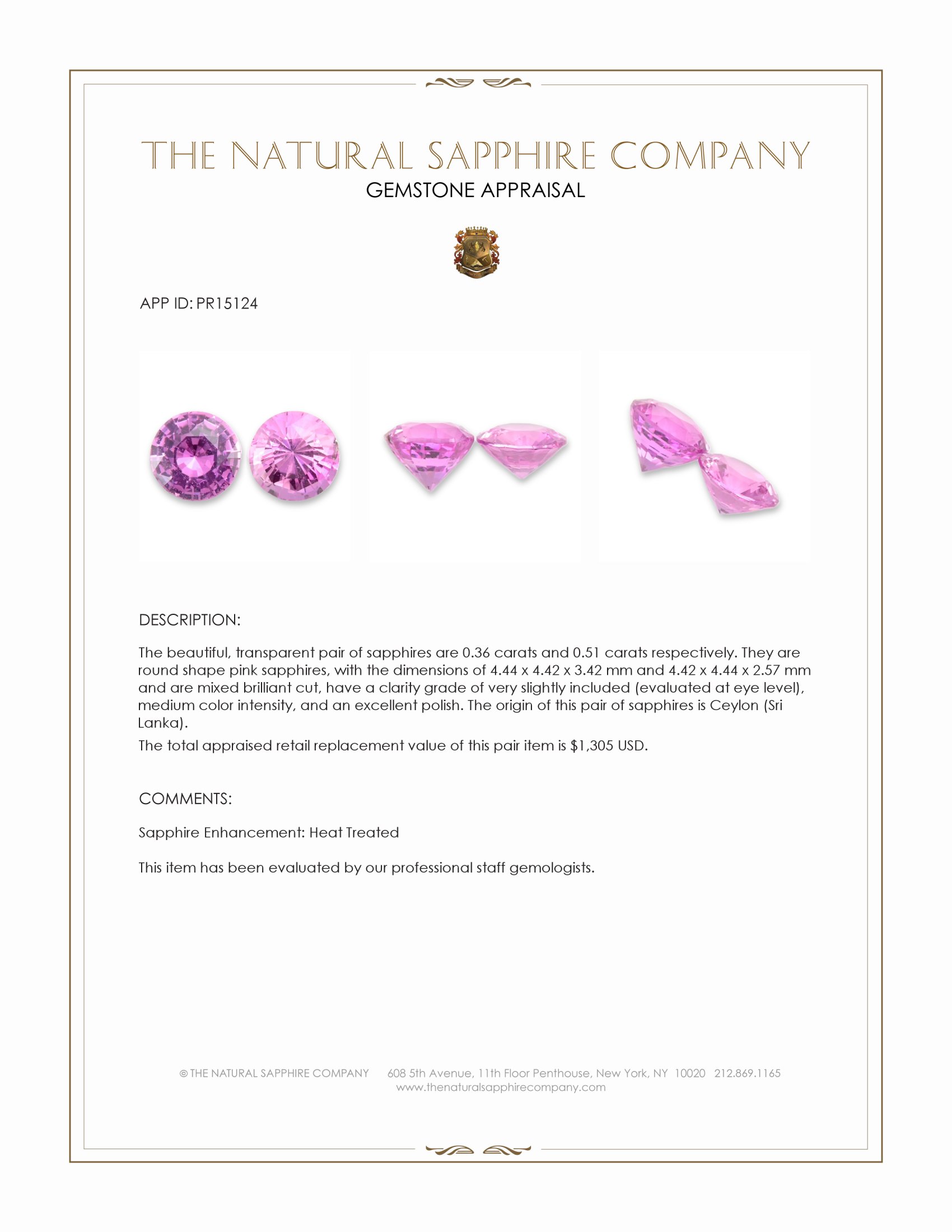 0.87 Ct.Tw. Pink Sapphire Pair from Ceylon (Sri Lanka)