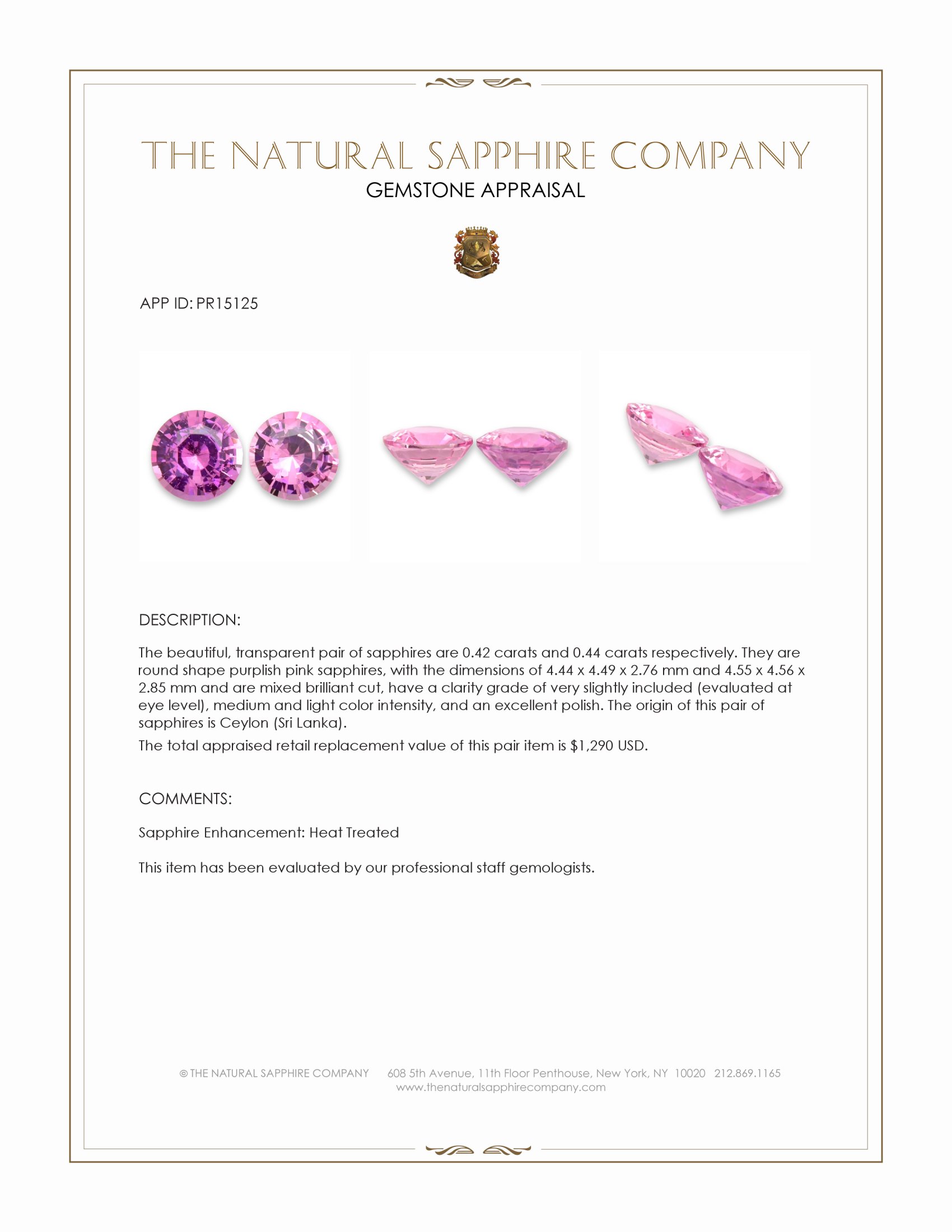 0.86 Ct.Tw. Purplish Pink Sapphire Pair from Ceylon (Sri Lanka)