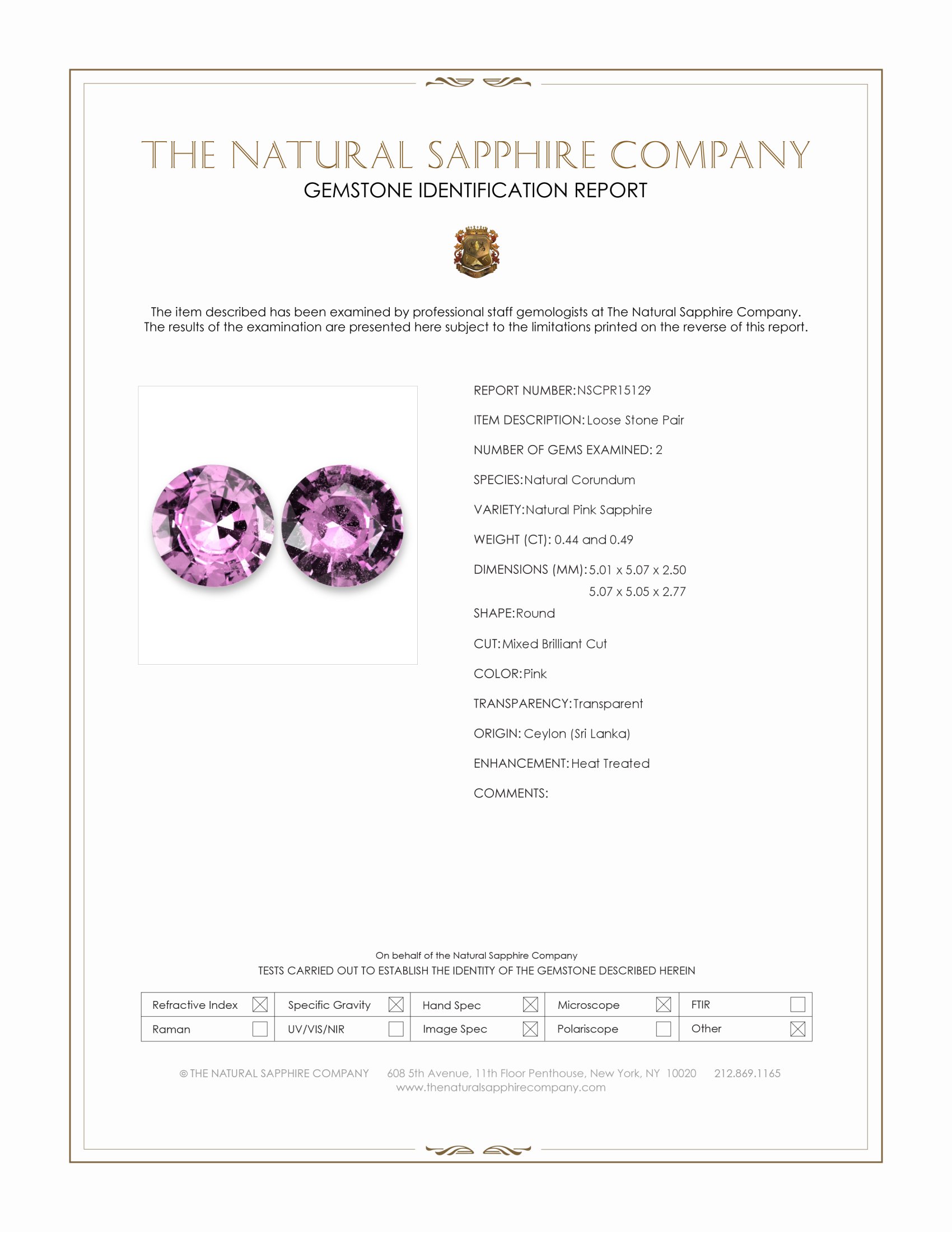 0.93 Ct.Tw. Pink Sapphire Pair from Ceylon (Sri Lanka)