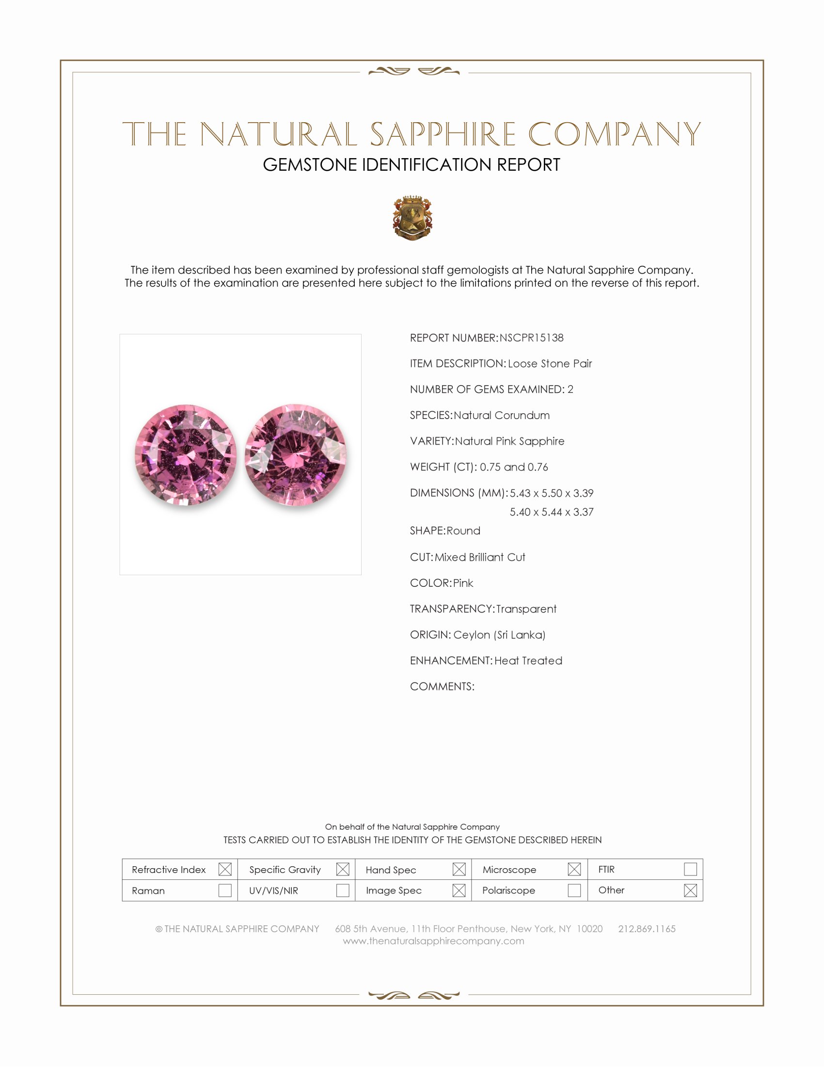 1.51 Ct.Tw. Pink Sapphire Pair from Ceylon (Sri Lanka)