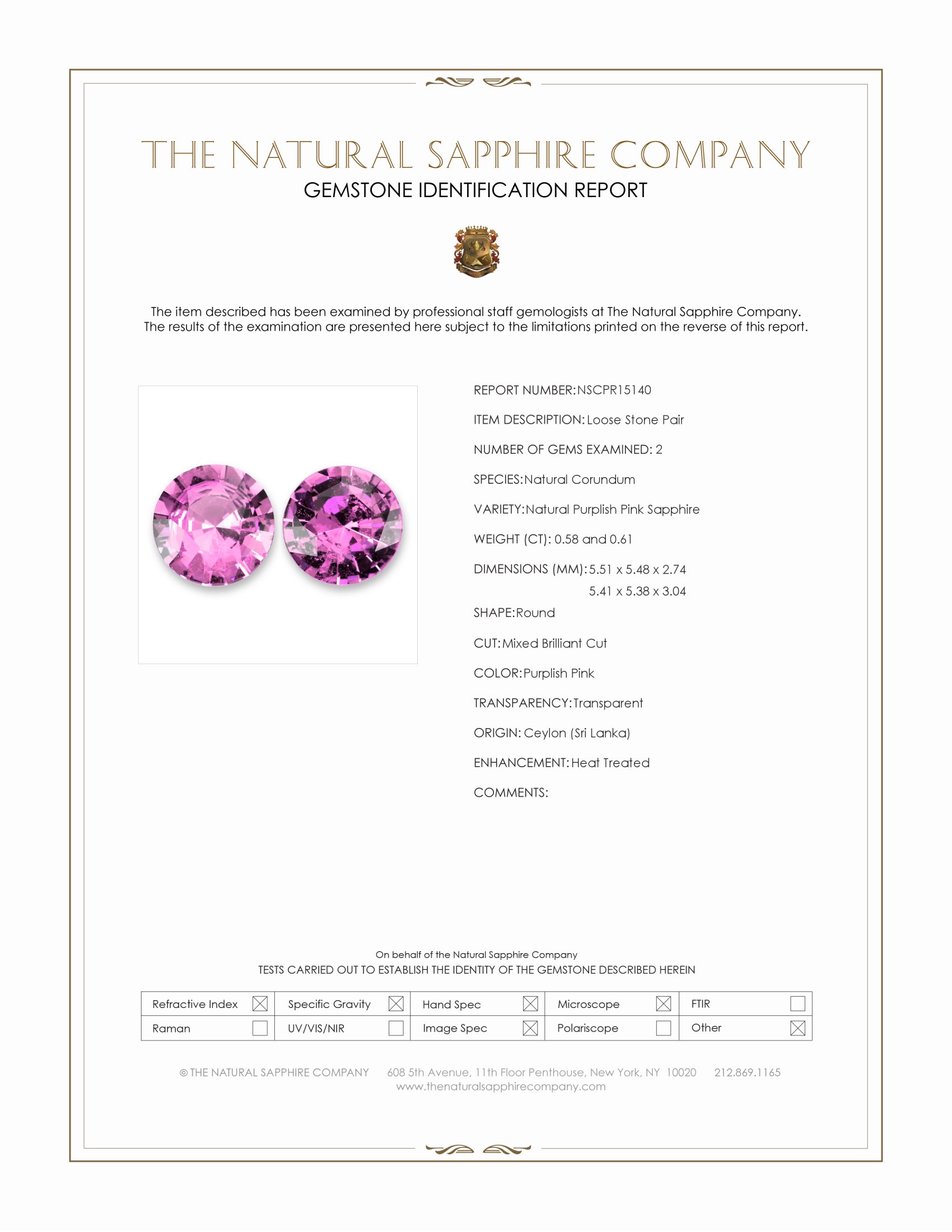 1.19 Ct.Tw. Purplish Pink Sapphire Pair from Ceylon (Sri Lanka)