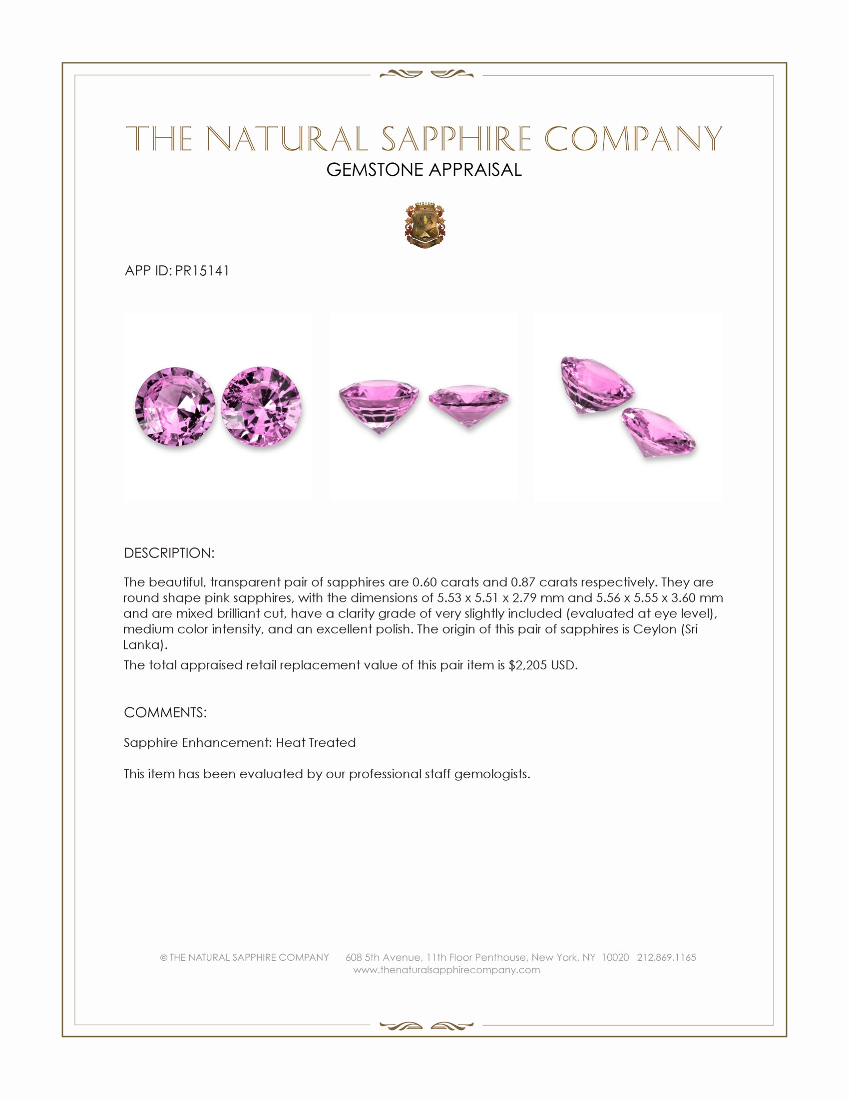 1.47 Ct.Tw. Pink Sapphire Pair from Ceylon (Sri Lanka)