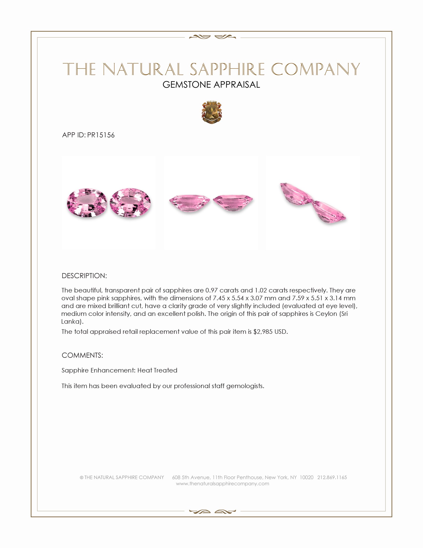1.99 Ct.Tw. Pink Sapphire Pair from Ceylon (Sri Lanka)