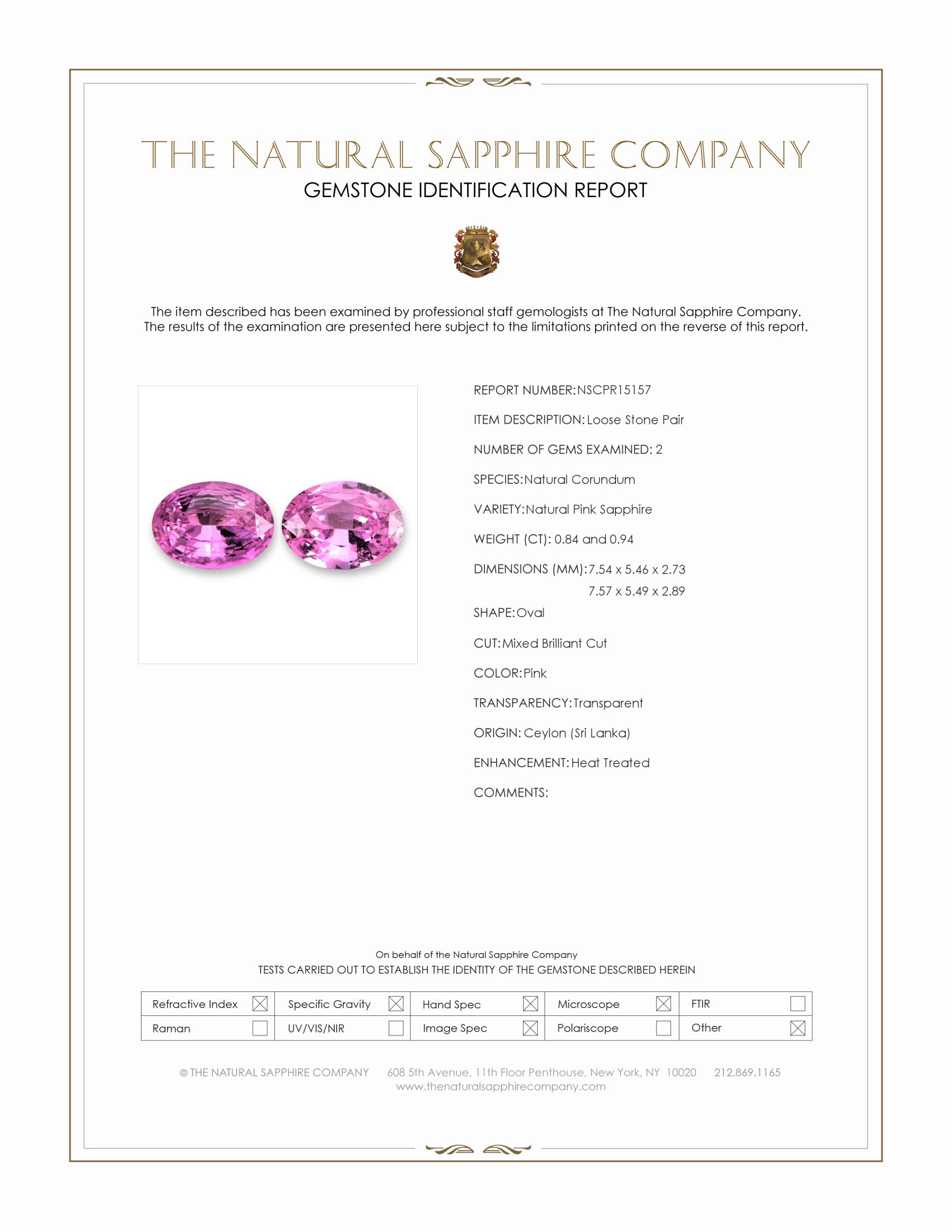 1.78 Ct.Tw. Pink Sapphire Pair from Ceylon (Sri Lanka)