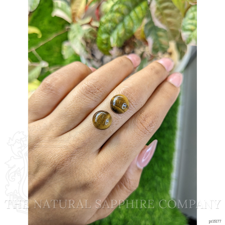 8.44 Ct.Tw. Cabochon Tiger's Eye Pair from Ceylon (Sri Lanka)