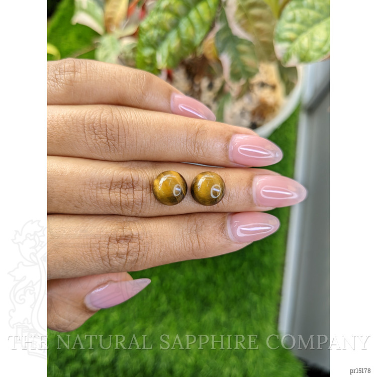 8.63 Ct.Tw. Cabochon Tiger's Eye Pair from Ceylon (Sri Lanka)