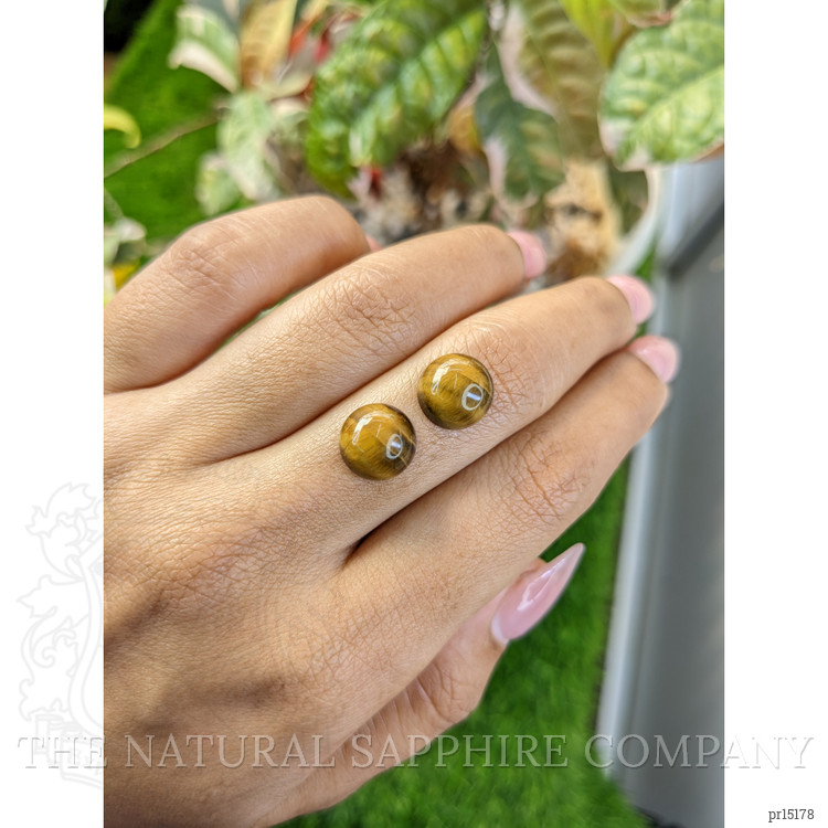 8.63 Ct.Tw. Cabochon Tiger's Eye Pair from Ceylon (Sri Lanka)